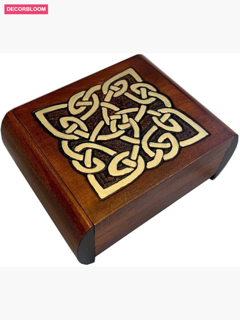 Eternity Knot Wood Jewelry Box Secret Puzzle Slide Open